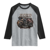 Retro Biker USA 250th Anniversary Raglan Shirt Vintage Motorcycle American Flag Route 66 Highway