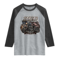 Retro Biker USA 250th Anniversary Raglan Shirt Vintage Motorcycle American Flag Route 66 Highway