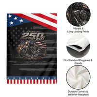 Retro Biker USA 250th Anniversary Patriotic Garden Flag Vintage Motorcycle American Flag Route 66 Highway
