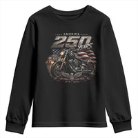 Retro Biker USA 250th Anniversary Youth Sweatshirt Vintage Motorcycle American Flag Route 66 Highway
