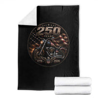 Retro Biker USA 250th Anniversary Throw Blanket Vintage 250 Years 1776 2026 Patriotic Motorcycle American Flag