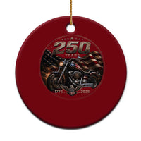 Retro Biker USA 250th Anniversary Ceramic Ornament Vintage 250 Years 1776 2026 Patriotic Motorcycle American Flag