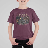 Retro Biker USA 250th Anniversary T Shirt For Kid Vintage 250 Years 1776 2026 Patriotic Motorcycle American Flag
