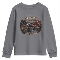 Retro Biker USA 250th Anniversary Youth Sweatshirt Vintage 250 Years 1776 2026 Patriotic Motorcycle American Flag