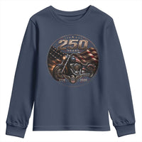 Retro Biker USA 250th Anniversary Youth Sweatshirt Vintage 250 Years 1776 2026 Patriotic Motorcycle American Flag