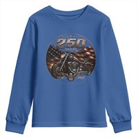 Retro Biker USA 250th Anniversary Youth Sweatshirt Vintage 250 Years 1776 2026 Patriotic Motorcycle American Flag