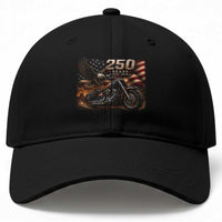 Retro Biker USA 250th Anniversary Baseball Cap American Flag Motorcycle Eagle Independence Day