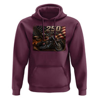 Retro Biker USA 250th Anniversary Hoodie American Flag Motorcycle Eagle Independence Day