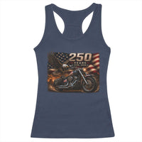 Retro Biker USA 250th Anniversary Racerback Tank Top American Flag Motorcycle Eagle Independence Day