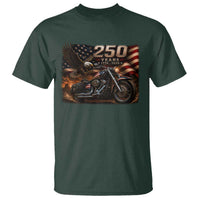 Retro Biker USA 250th Anniversary T Shirt American Flag Motorcycle Eagle Independence Day