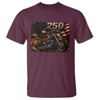 Retro Biker USA 250th Anniversary T Shirt American Flag Motorcycle Eagle Independence Day