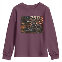 Retro Biker USA 250th Anniversary Youth Sweatshirt American Flag Motorcycle Eagle Independence Day