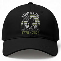 Retro Bigfoot Saw It All USA 250th Anniversary Baseball Cap 250 Years 1776 2026 4th of July Sasquatch Flag