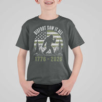 Retro Bigfoot Saw It All USA 250th Anniversary T Shirt For Kid 250 Years 1776 2026 4th of July Sasquatch Flag