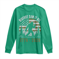 Retro Bigfoot Saw It All USA 250th Anniversary Long Sleeve Shirt 250 Years 1776 2026 4th of July Sasquatch Flag