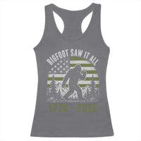 Retro Bigfoot Saw It All USA 250th Anniversary Racerback Tank Top 250 Years 1776 2026 4th of July Sasquatch Flag