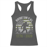 Retro Bigfoot Saw It All USA 250th Anniversary Racerback Tank Top 250 Years 1776 2026 4th of July Sasquatch Flag