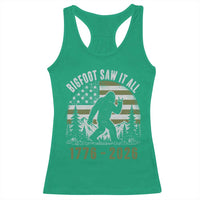 Retro Bigfoot Saw It All USA 250th Anniversary Racerback Tank Top 250 Years 1776 2026 4th of July Sasquatch Flag