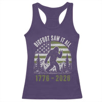 Retro Bigfoot Saw It All USA 250th Anniversary Racerback Tank Top 250 Years 1776 2026 4th of July Sasquatch Flag