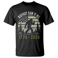 Retro Bigfoot Saw It All USA 250th Anniversary T Shirt 250 Years 1776 2026 4th of July Sasquatch Flag