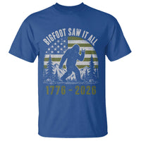 Retro Bigfoot Saw It All USA 250th Anniversary T Shirt 250 Years 1776 2026 4th of July Sasquatch Flag
