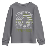 Retro Bigfoot Saw It All USA 250th Anniversary Youth Sweatshirt 250 Years 1776 2026 4th of July Sasquatch Flag
