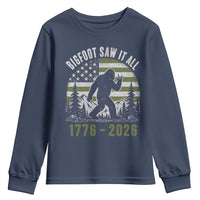 Retro Bigfoot Saw It All USA 250th Anniversary Youth Sweatshirt 250 Years 1776 2026 4th of July Sasquatch Flag