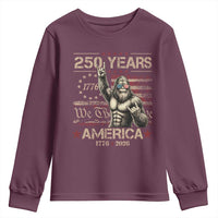 Bigfoot Sasquatch USA 250th Anniversary Youth Sweatshirt Retro 250 Years 1776 2026 4th of July Independence Day