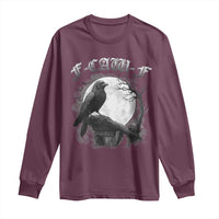 Black Crow F-Caw-F Long Sleeve Shirt Funny Raven Moon Gothic Adult Humor - Wonder Print Shop