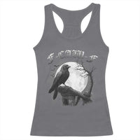 Black Crow F-Caw-F Racerback Tank Top Funny Raven Moon Gothic Adult Humor - Wonder Print Shop
