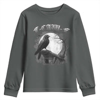 Black Crow F-Caw-F Youth Sweatshirt Funny Raven Moon Gothic Adult Humor - Wonder Print Shop
