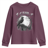 Black Crow F-Caw-F Youth Sweatshirt Funny Raven Moon Gothic Adult Humor - Wonder Print Shop