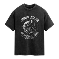 Plague Rat Washed Cotton T-Shirt Black Death European Tour Medieval History Goth