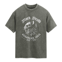 Plague Rat Washed Cotton T-Shirt Black Death European Tour Medieval History Goth