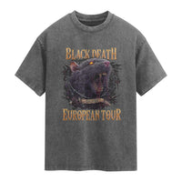Black Death European Tour Washed Cotton T-Shirt Plague Rat Medieval History Alternative Art