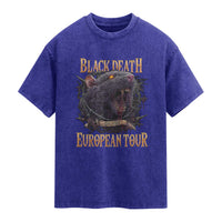 Black Death European Tour Washed Cotton T-Shirt Plague Rat Medieval History Alternative Art
