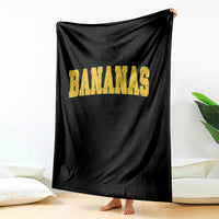 Funny Retro Bananas Throw Blanket Vintage Banana Gifts Yellow Varsity - Wonder Print Shop