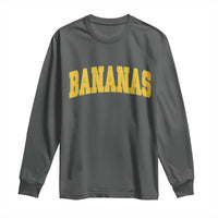 Funny Retro Bananas Long Sleeve Shirt Vintage Banana Gifts Yellow Varsity - Wonder Print Shop