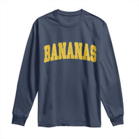 Funny Retro Bananas Long Sleeve Shirt Vintage Banana Gifts Yellow Varsity - Wonder Print Shop