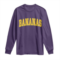 Funny Retro Bananas Long Sleeve Shirt Vintage Banana Gifts Yellow Varsity - Wonder Print Shop