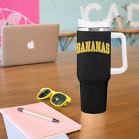 Funny Retro Bananas Tumbler With Handle Vintage Banana Gifts Yellow Varsity - Wonder Print Shop