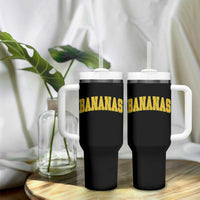 Funny Retro Bananas Tumbler With Handle Vintage Banana Gifts Yellow Varsity - Wonder Print Shop