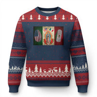 Mexico Flag Ugly Christmas Sweater Virgin Mary Mexican American Patriotic Mexican Roots - Wonder Print Shop