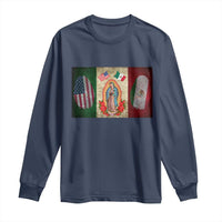 Mexico Flag Long Sleeve Shirt Virgin Mary Mexican American Patriotic Mexican Roots - Wonder Print Shop
