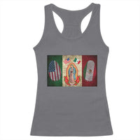 Mexico Flag Racerback Tank Top Virgin Mary Mexican American Patriotic Mexican Roots - Wonder Print Shop