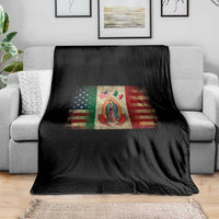 American Mexican Flag Throw Blanket Virgin Mary Mexico Heritage Mexican Roots - Wonder Print Shop