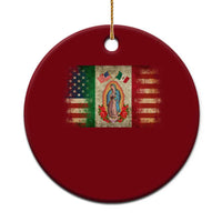American Mexican Flag Ceramic Ornament Virgin Mary Mexico Heritage Mexican Roots - Wonder Print Shop