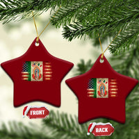 American Mexican Flag Ceramic Ornament Virgin Mary Mexico Heritage Mexican Roots - Wonder Print Shop