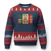 American Mexican Flag Ugly Christmas Sweater Virgin Mary Mexico Heritage Mexican Roots - Wonder Print Shop
