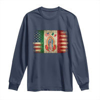 American Mexican Flag Long Sleeve Shirt Virgin Mary Mexico Heritage Mexican Roots - Wonder Print Shop